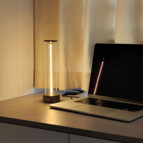 Minimalist Table Lamp Cordless Lamp Rechargeable Lamp Touch Dimmable Lamp - Black - Size 24CM