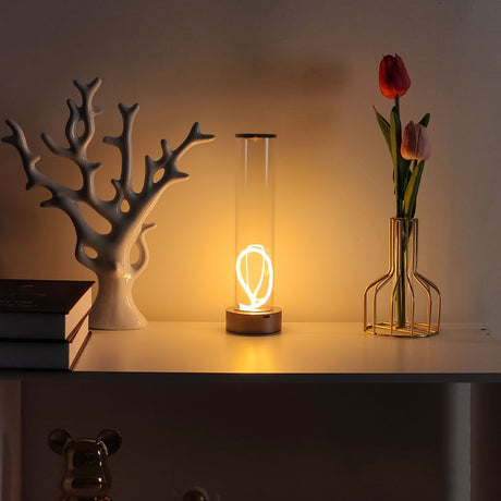 Minimalist Table Lamp Cordless Lamp Rechargeable Lamp Touch Dimmable Lamp - Black - Size 24CM