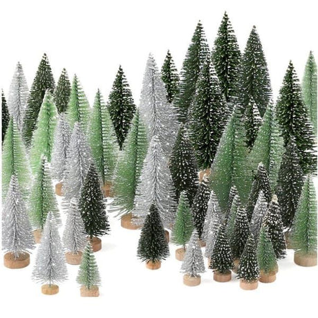 Mini Christmas Trees 30-Piece Set Christmas Decorations Festive Decor Holiday - Green - Size 01