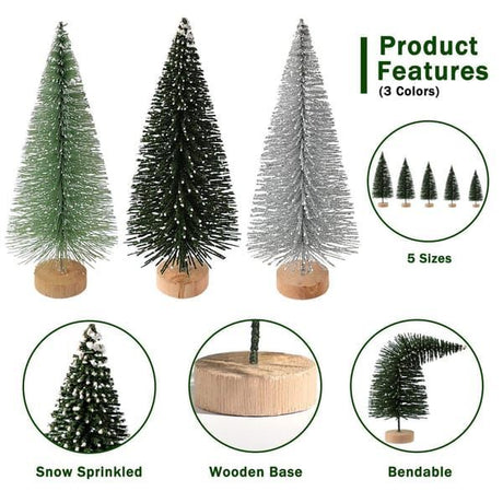 Mini Christmas Trees 30-Piece Set Christmas Decorations Festive Decor Holiday - Green - Size 01