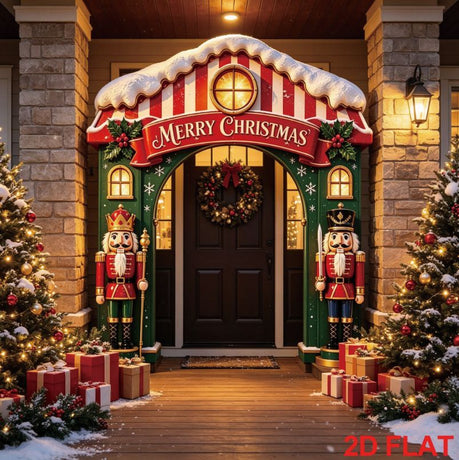 Christmas Decoration 2D Flat Banner Merry Christmas Archway Front Porch Decor - 03 - Size 190-250CM