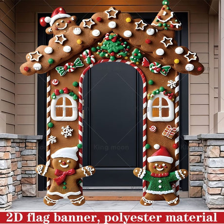 Christmas Decoration 2D Flat Banner Merry Christmas Archway Front Porch Decor - 08 - Size 190-250CM