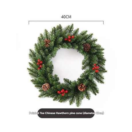 Christmas wreath, artificial wreath, red berries, pine cones, 30CM wreath, Christmas decoration, festive home decor, wreath for door, holiday centrepiece - White - Size 40CM
