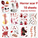 Halloween Tattoos 3D Temporary Tattoos Fake Wound Stickers Blood Wounds - Red - Size scarB-12pcs