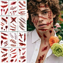 Halloween Tattoos 3D Temporary Tattoos Fake Wound Stickers Blood Wounds - Red - Size scarF-10pcs