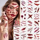 Halloween Tattoos 3D Temporary Tattoos Fake Wound Stickers Blood Wounds - Red - Size scarF-10pcs
