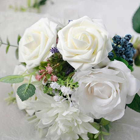 White Artificial Roses Wedding Decorations Bridal Bouquet Wedding Centerpieces