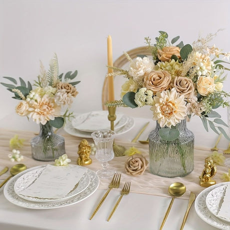White Nude Artificial Flowers Faux Roses DIY Flower Arrangement Wedding Decorations