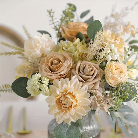 White Nude Artificial Flowers Faux Roses DIY Flower Arrangement Wedding Decorations