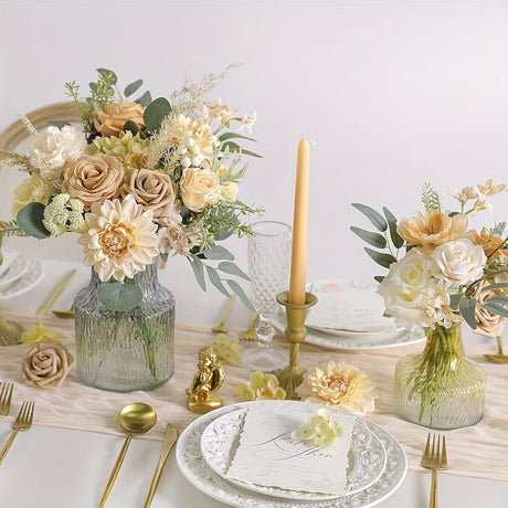 White Nude Artificial Flowers Faux Roses DIY Flower Arrangement Wedding Decorations