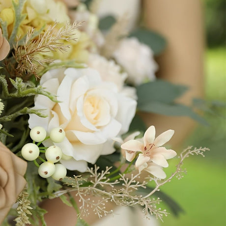White Nude Artificial Flowers Faux Roses DIY Flower Arrangement Wedding Decorations