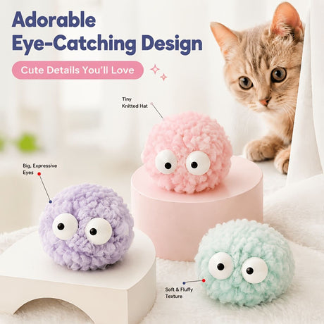 Cat Toys Fluffy Ball Toys Cat Interactive Toys Indoor Cat Toys Cat Boredom - Light pink - Size 01