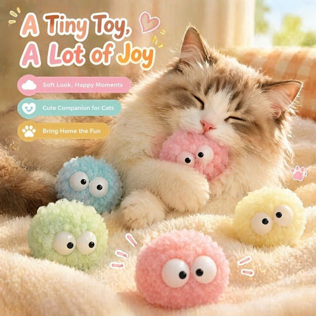 Cat Toys Fluffy Ball Toys Cat Interactive Toys Indoor Cat Toys Cat Boredom - Sky Blue - Size 01