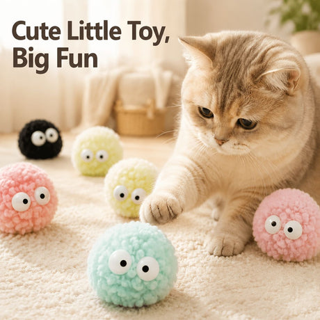 Cat Toys Fluffy Ball Toys Cat Interactive Toys Indoor Cat Toys Cat Boredom - Sky Blue - Size 01