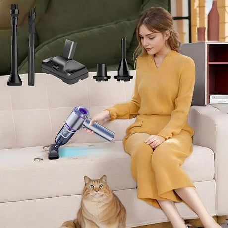 Portable Wireless Vacuum Cleaner 20000PA Vacuum 4-In-1 Vacuum Hand-Held - Gray - Size Brush - less motor with three - gear adjustment and power display