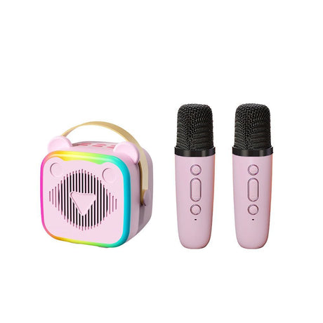 Mini Cat Ear Karaoke Machine Wireless Microphones USB Rechargeable RGB Party - Barbie pink - Size 01