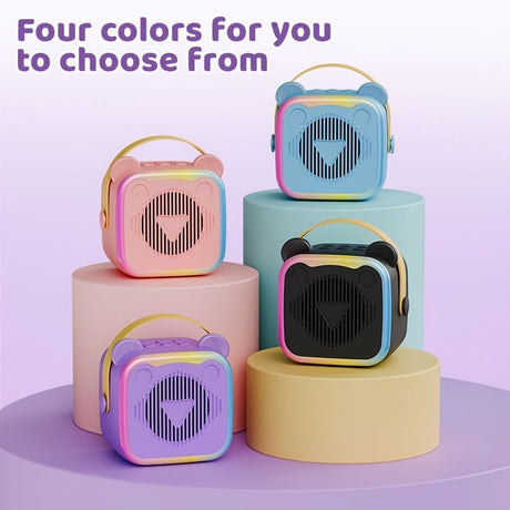 Mini Cat Ear Karaoke Machine Wireless Microphones USB Rechargeable RGB Party - Black - Size 01