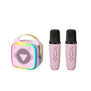 Mini Cat Ear Karaoke Machine Wireless Microphones USB Rechargeable RGB Party - Pink - Size 01