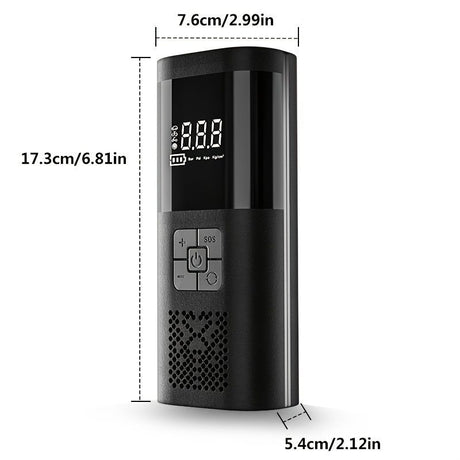 Black Portable Car Tire Inflator 150PSI Inflator Digital Tire Pressure Gauge LED