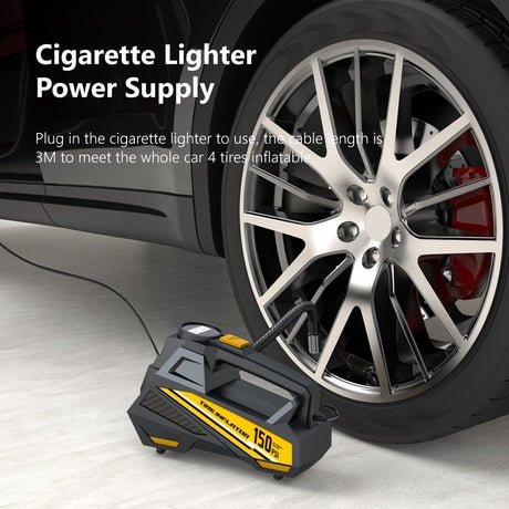 Black CaRSun Tire Inflator Portable Air Compressor LED Light Tire Inflator DC 12V