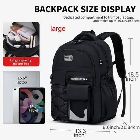 Teenager Backpack Safe Materials Backpack Multiple Compartments Backpack Ample - Black - Size 44-32CM