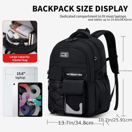 Teenager Backpack Safe Materials Backpack Multiple Compartments Backpack Ample - Black - Size 47-34CM