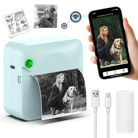 Portable Photo Printer Wireless Photo Printer Black And White Photo Printer - Pink - Size 01