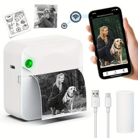 Portable Photo Printer Wireless Photo Printer Black And White Photo Printer - White - Size 01