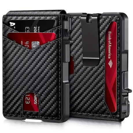 Men'S Card Holder Carbon Fiber Card Holder Men'S Accessories Stylish Card - Black - Size 01