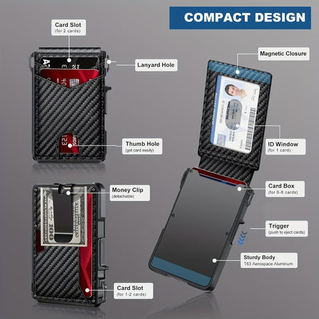 Men'S Card Holder Carbon Fiber Card Holder Men'S Accessories Stylish Card - Black - Size 01