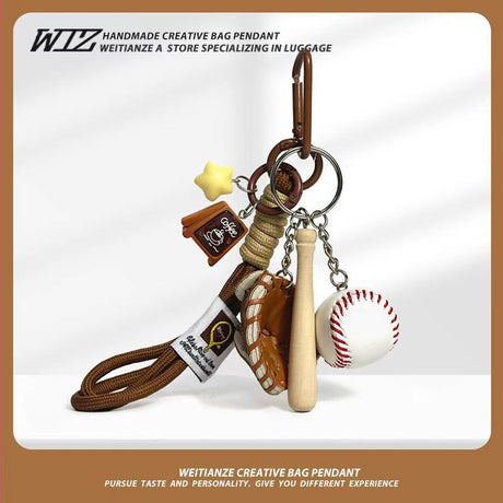 Miu-Style Baseball-Themed Couple Bag & Key Chain - baseball - Size 3