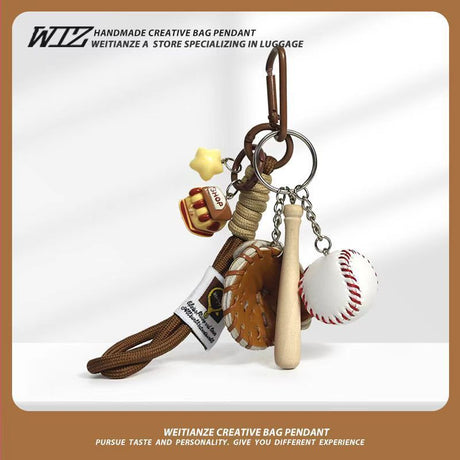 Miu-Style Baseball-Themed Couple Bag & Key Chain - baseball - Size 4