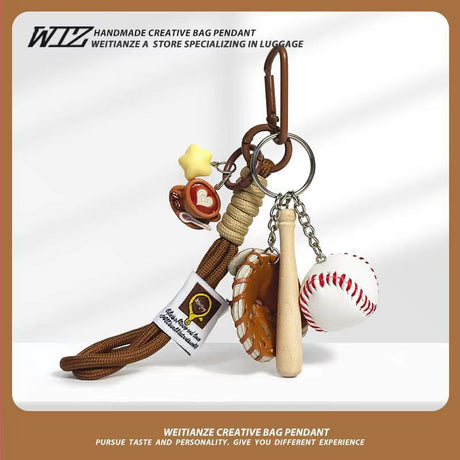 Miu-Style Baseball-Themed Couple Bag & Key Chain - baseball - Size 4