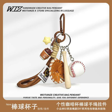 Miu-Style Baseball-Themed Couple Bag & Key Chain - baseball - Size 6