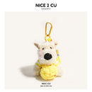 West Highland White Terrier keychain, ice-cream bag charm, plush puppy accessory, cute dog keychain, Australian gift, scribbled puppy plush - White-pink - Size 1