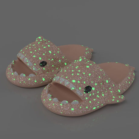 Ladies Shark Slippers Glowing Glitter Slippers Quick-Dry Slippers Non-Slip EVA - Blue - Size 36