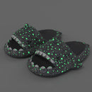 Ladies Shark Slippers Glowing Glitter Slippers Quick-Dry Slippers Non-Slip EVA - Blue - Size 39