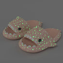 Ladies Shark Slippers Glowing Glitter Slippers Quick-Dry Slippers Non-Slip EVA - Blue - Size 41