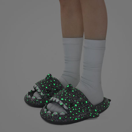 Ladies Shark Slippers Glowing Glitter Slippers Quick-Dry Slippers Non-Slip EVA - Blue - Size 44