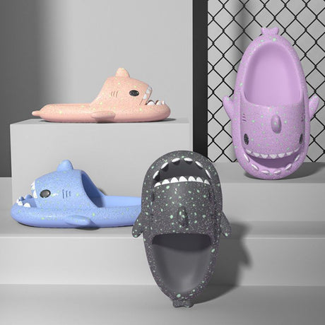 Ladies Shark Slippers Glowing Glitter Slippers Quick-Dry Slippers Non-Slip EVA - Pink - Size 36