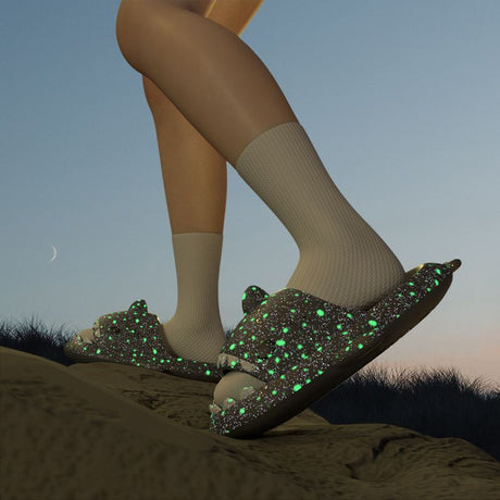 Ladies Shark Slippers Glowing Glitter Slippers Quick-Dry Slippers Non-Slip EVA - Pink - Size 37