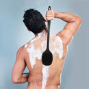 Body exfoliating long handle shower brush, gentle exfoliating body scrub, easy to clean, rich foam, long-lasting fragrance