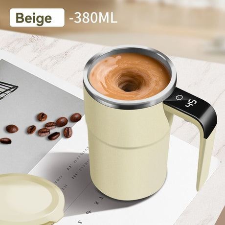 Self-Stirring Coffee Mug Automatic Stir Mug LED Temperature Mug Rechargeable - Black - Size 380ML