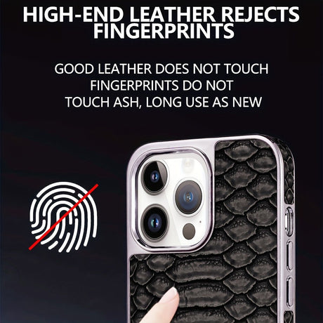 snake-pattern leather phone case, fingerprint-resistant phone case, high-end leather phone case, stylish phone case, durable phone case, Australia - Brown - Size iPhone 15 Pro Max