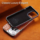 snake-pattern leather phone case, fingerprint-resistant phone case, high-end leather phone case, stylish phone case, durable phone case, Australia - Brown - Size iPhone 16 pro