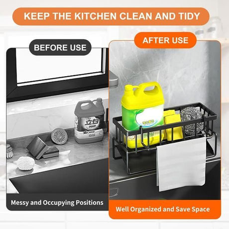 Black Sink Side Storage Rack Kitchen Sink Organiser Space Saving Kitchen Rack Under