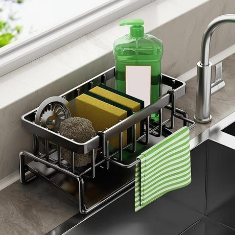 Black Sink Side Storage Rack Kitchen Sink Organiser Space Saving Kitchen Rack Under