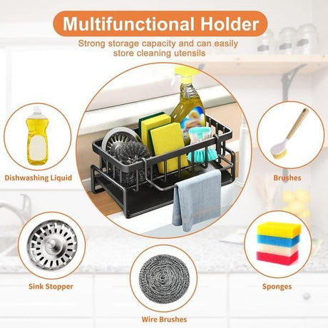 Black Sink Side Storage Rack Kitchen Sink Organiser Space Saving Kitchen Rack Under