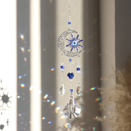 3pc Evil Eye Crystal Sun Capture Pendant Suitable for Home Window Decoration and Garden Hanging Decoration