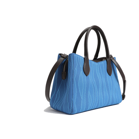 Color-contrast leather shoulder bag | 3D woven pattern small tote, one bag for commuting and shopping